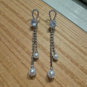 Elegant Silver and Pearl Drop Earrings